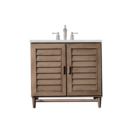 James Martin Vanities Portland 36in Single Vanity Whitewashed Walnut w/ 3 CM Ethereal Noctis Quartz Top 620-V36-WW-3ENC